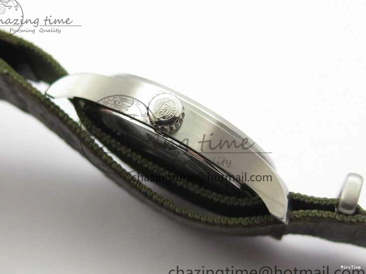 MIROTIME 0325 Fashionable Pilot IW326801 SS MK 1:1 Best Edition Black Dial on Green Nylon Strap MIYOTA 7122